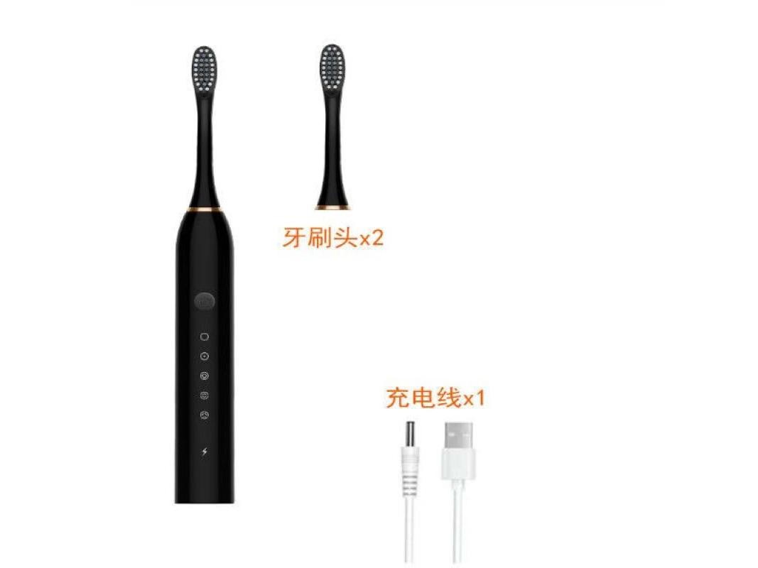 花乐集 lf09 纯黑色 充电款4刷头+充电线